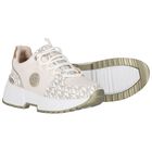 Girls Ivory & Gold Logo Trainers, 1, hi-res