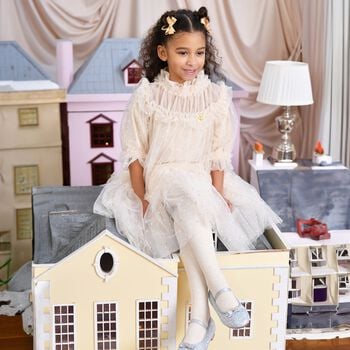 Girls Beige Embellished Tulle Myrtisa Dress