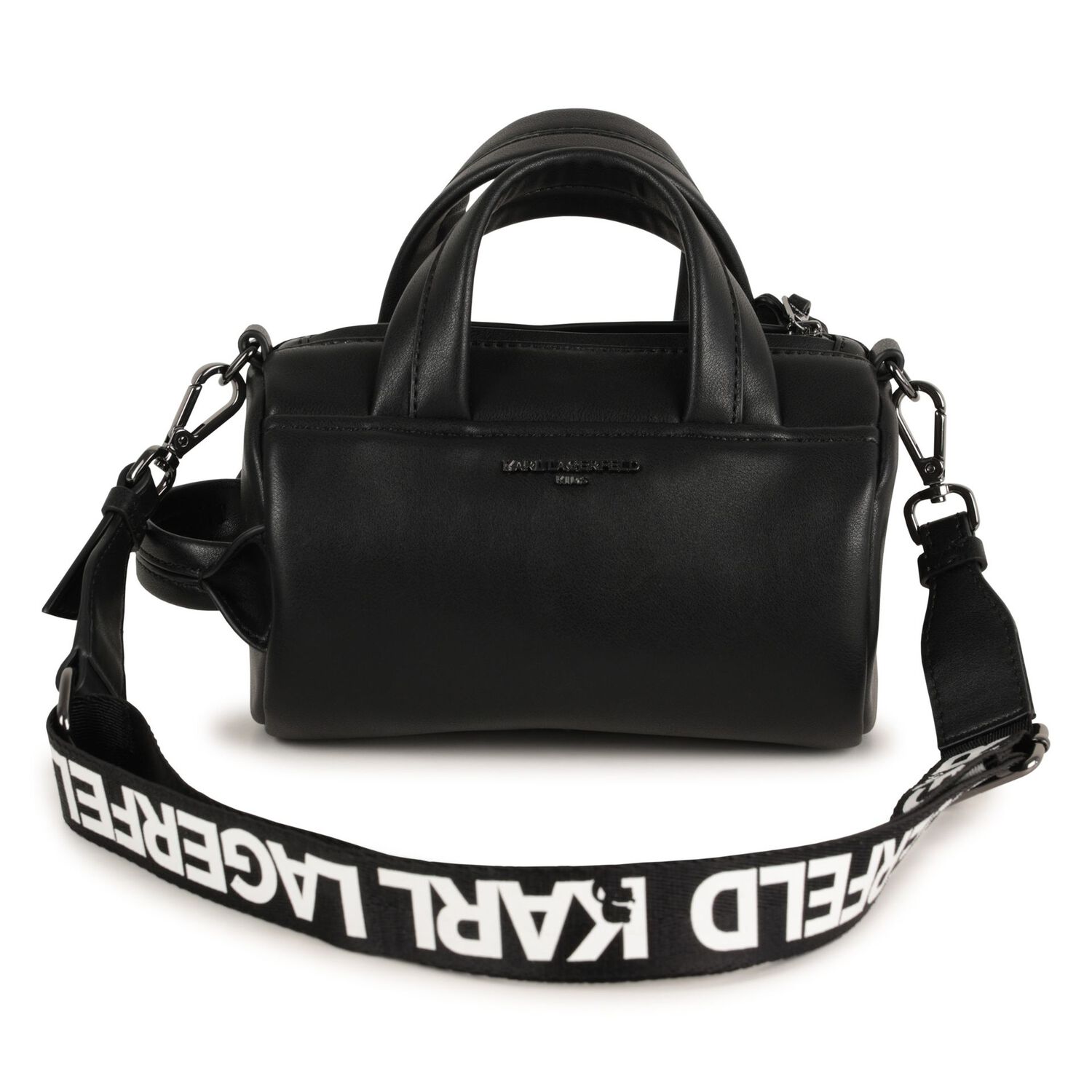 Girls Black Faux Leather Handbag, 1, hi-res