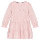 Girls Pink Broderie Anglaise Dress, 1, hi-res