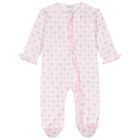 Baby Girls White & Pink Bow Babygrow, 1, hi-res