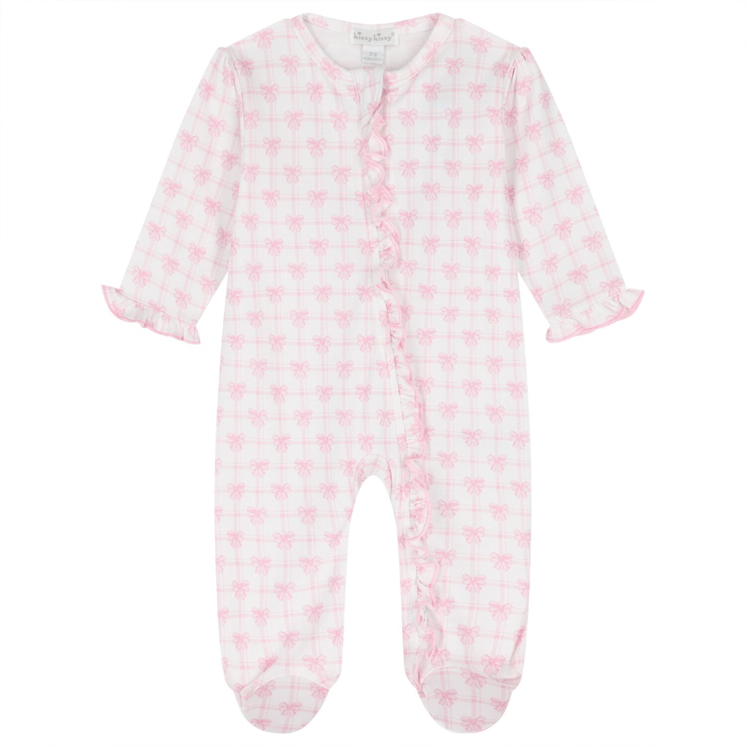Baby Girls White & Pink Bow Babygrow, 1, hi-res