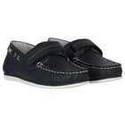 Boys Navy Blue Leather Shoes, 1, hi-res