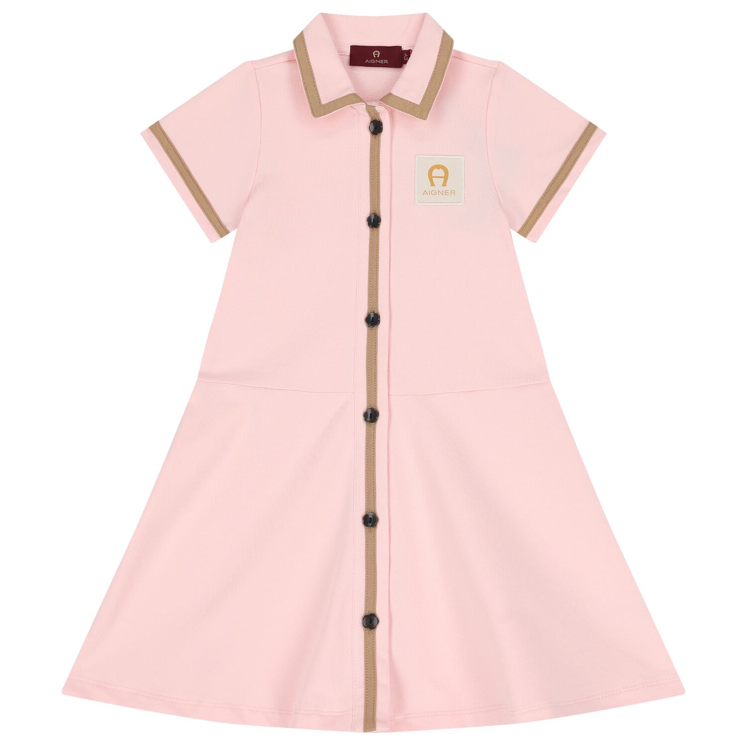 Girls Pink & Beige Polo Dress, 1, hi-res