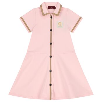 Girls Pink & Beige Polo Dress
