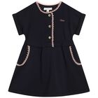 Younger Girls Navy Logo Dress, 2, hi-res