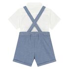Younger Boys White & Blue Shorts Set, 2, hi-res
