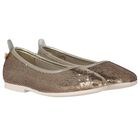 Girls Gold Sequin Ballerina Shoes, 1, hi-res