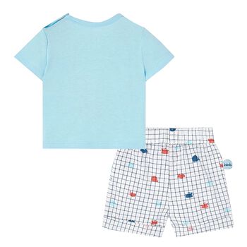 Younger Boys Blue & Ivory Shorts Set