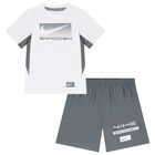 Boys White & Grey Shorts Set, 1, hi-res