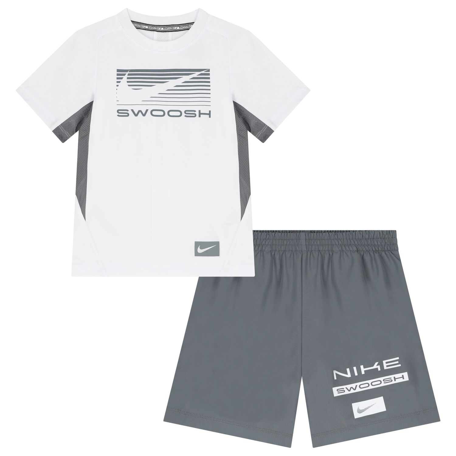 Boys White & Grey Shorts Set, 1, hi-res