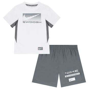 Boys White & Grey Shorts Set