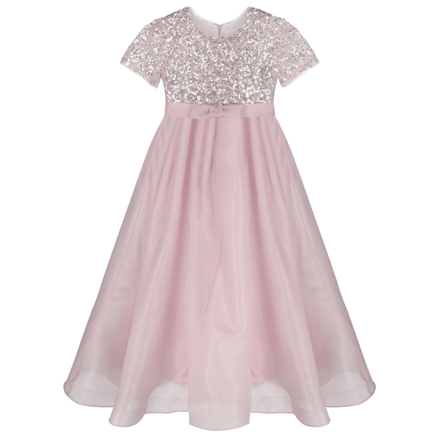 Girls Pink Sequin & Organza Dress, 1, hi-res