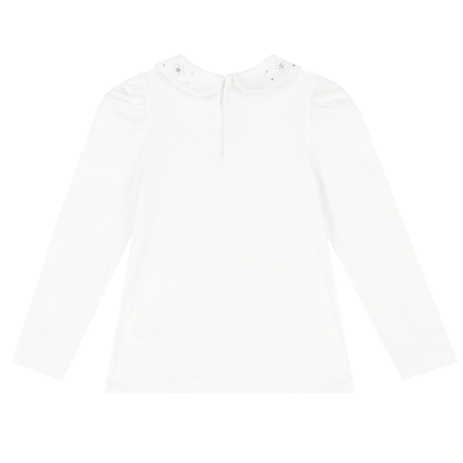 Girls Ivory Embellished Cotton Blouse, 1, hi-res image number null