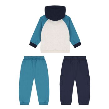 Younger Boys Blue & Beige Tiger Tracksuit Set