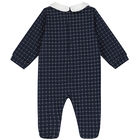 Baby Boys Navy Blue Pima Cotton Logo Babygrow, 1, hi-res