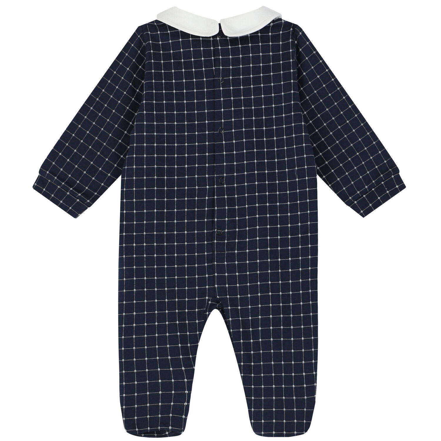 Baby Boys Navy Blue Pima Cotton Logo Babygrow, 1, hi-res