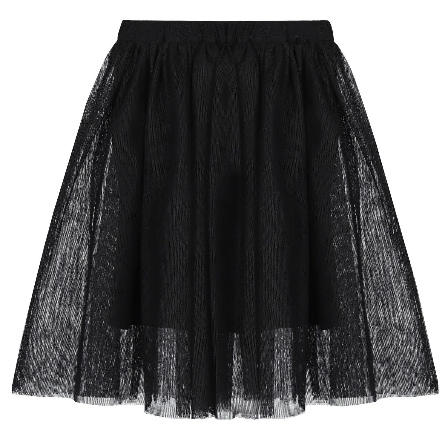Girls Black Logo Tulle Skirt, 2, hi-res