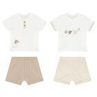 Baby Boys White & Beige Cotton Shorts Set ( 2-Pack ), 2, hi-res