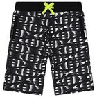 Boys Black Logo Shorts, 1, hi-res