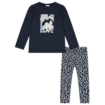 Girls Navy Blue Leggings Set