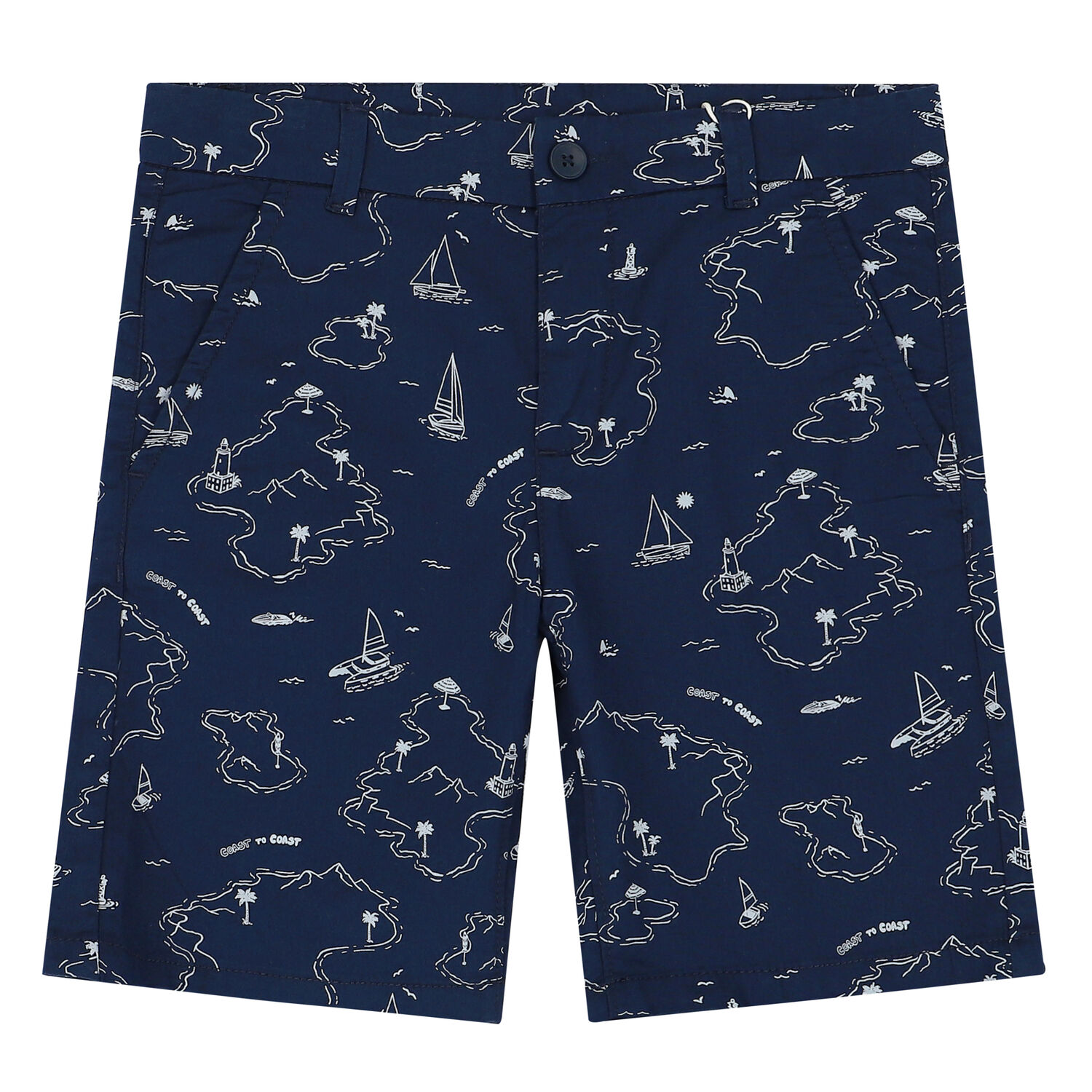 Boys Ivory & Navy Logo Shorts Set, 2, hi-res