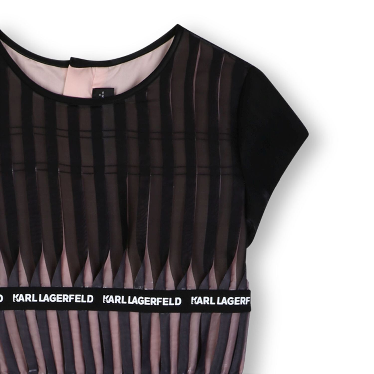Girls Black & Pink Pleated Tulle Dress, 1, hi-res