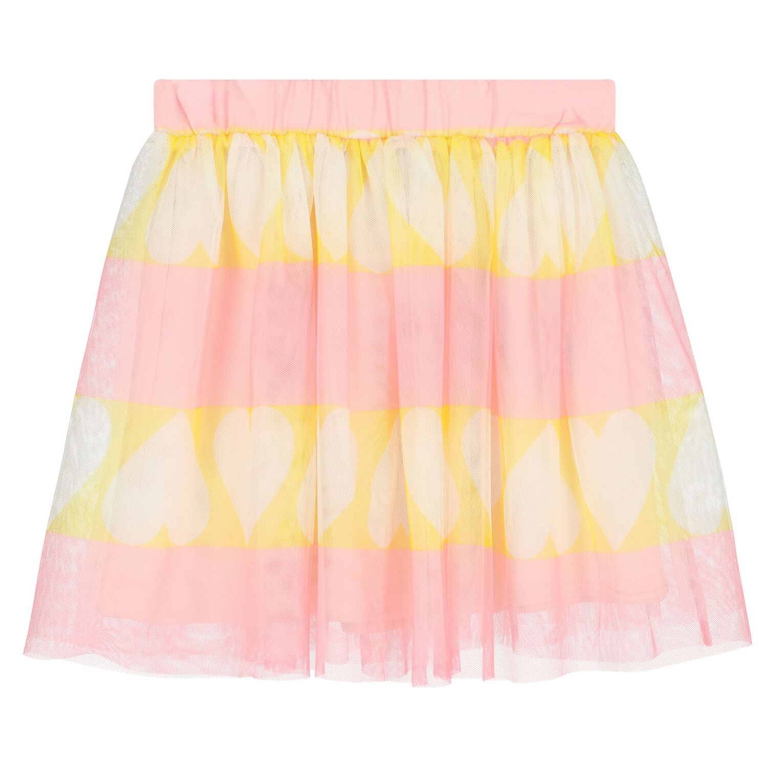 Girls Pink & Yellow Stripe Tulle Skirt , 1, hi-res