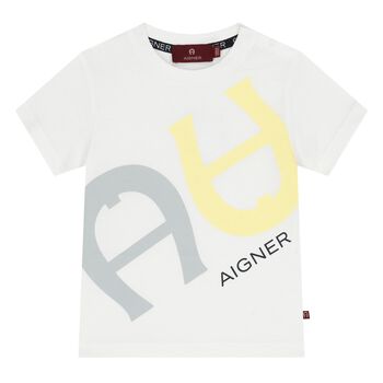 Younger Boys White Logo T-Shirt