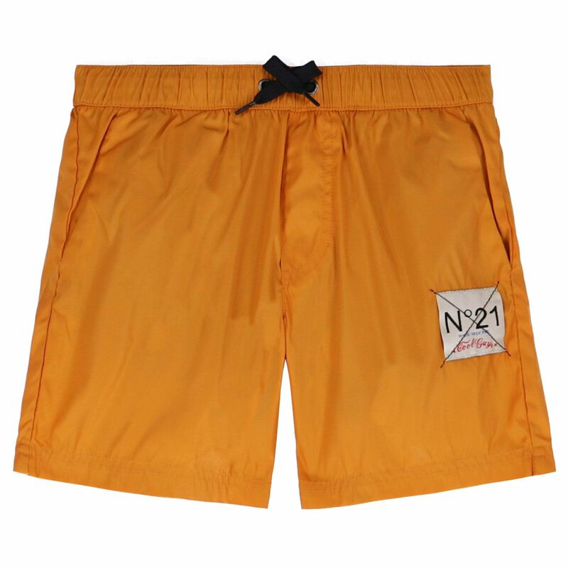 Boys Orange Logo Swim Shorts, 1, hi-res image number null