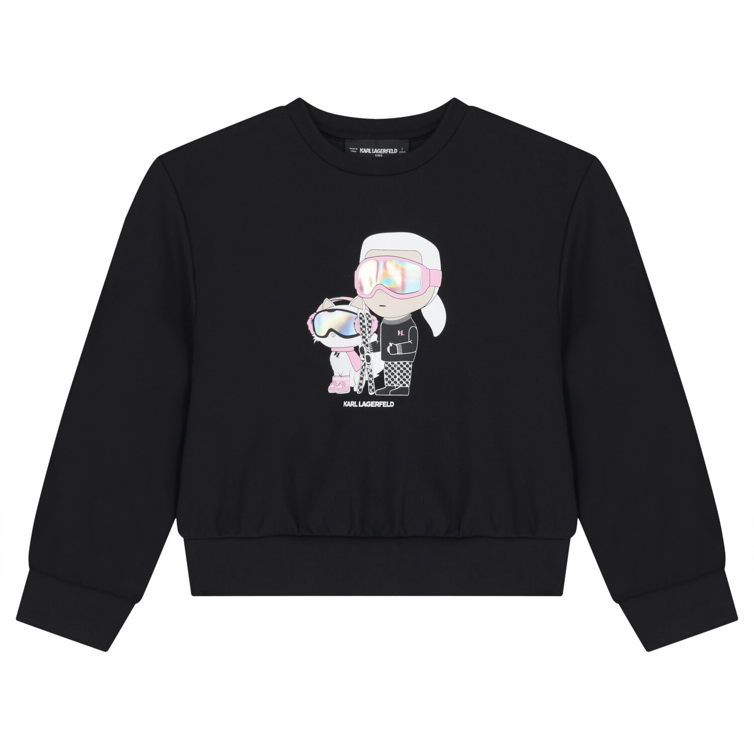 Girls Black Choupette & Ikonik Karl Sweatshirt, 1, hi-res