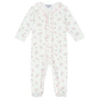 Baby Girls White Floral Babygrow, 1, hi-res