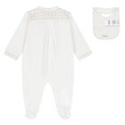 White & Beige Logo Babygrow Set, 1, hi-res