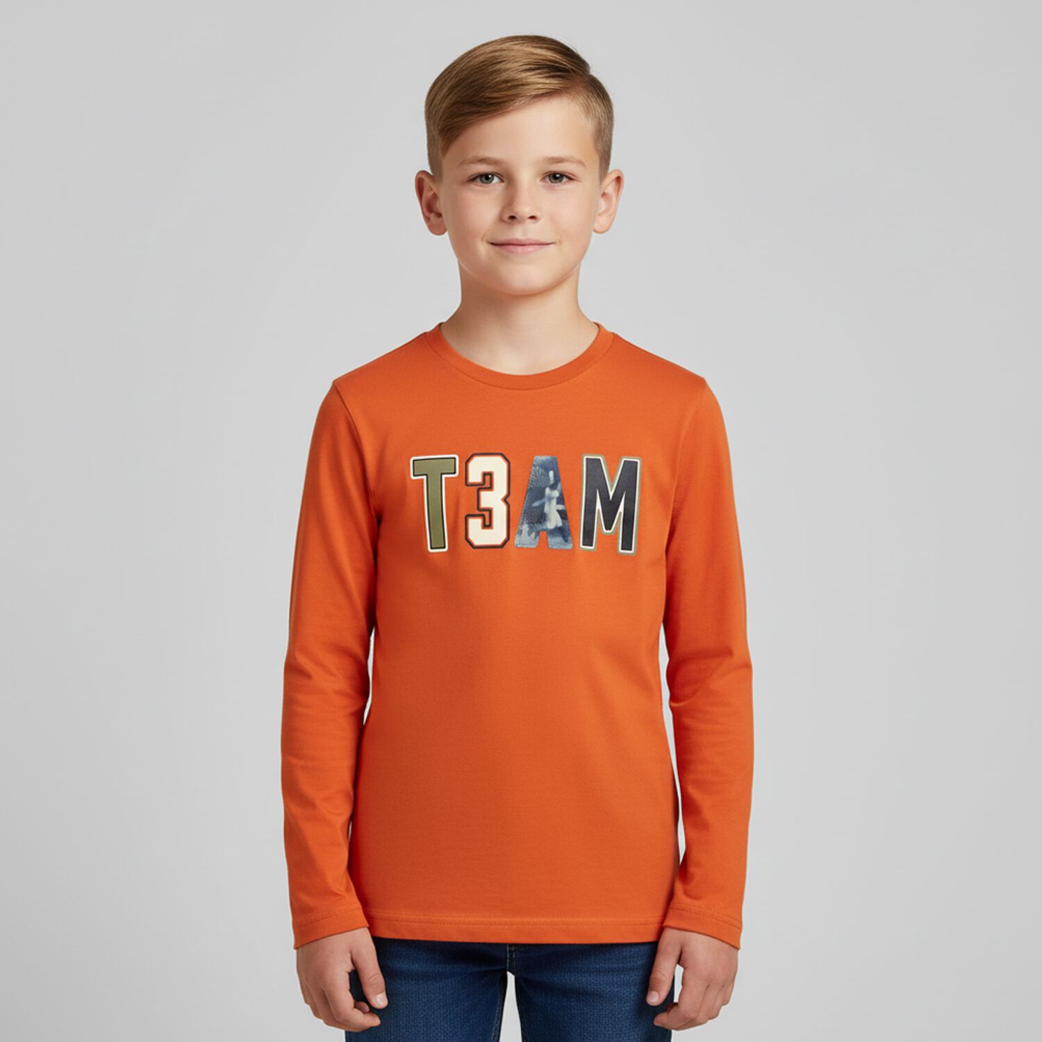 Boys Orange Long Sleeve Top, 1, hi-res image number null