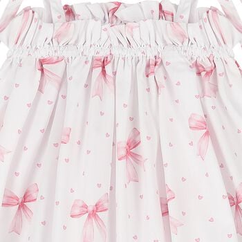 Girls White & Pink Bow Beach Dress
