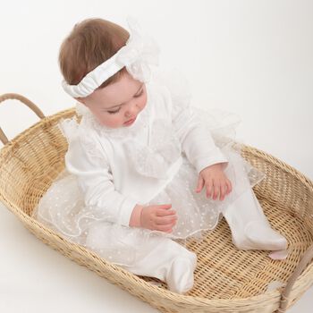 Baby Girls Ivory Bow Babygrow Set