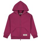 Burgundy Logo Hooded Zip Up Top, 1, hi-res