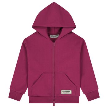 Burgundy Logo Hooded Zip Up Top