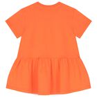 Younger Girls Orange Boke Flower Dress, 2, hi-res