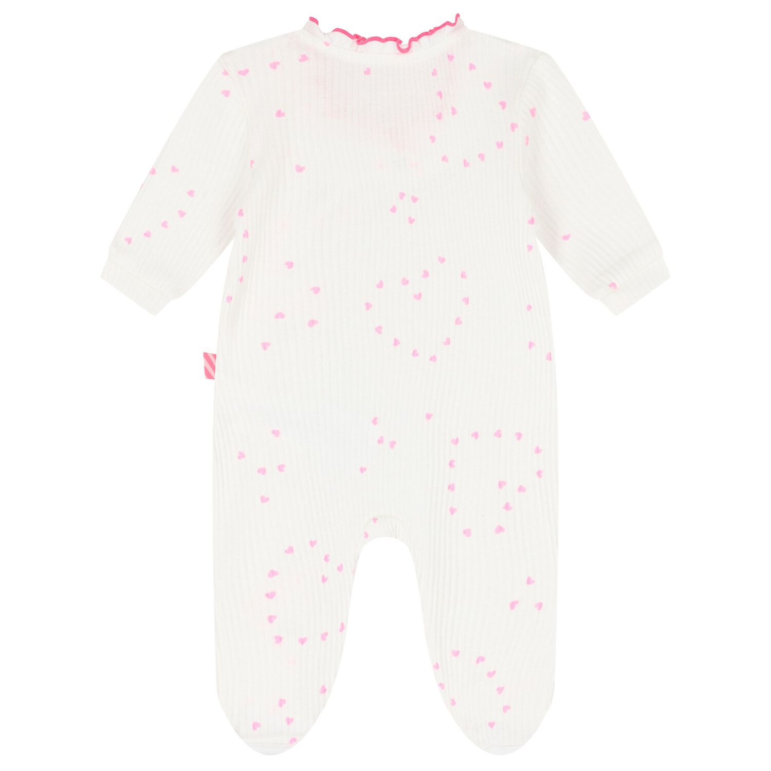 Baby Girls White Heart Babygrow, 1, hi-res