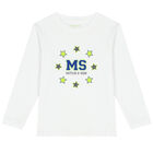 Boys White Logo Long Sleeve Top, 1, hi-res