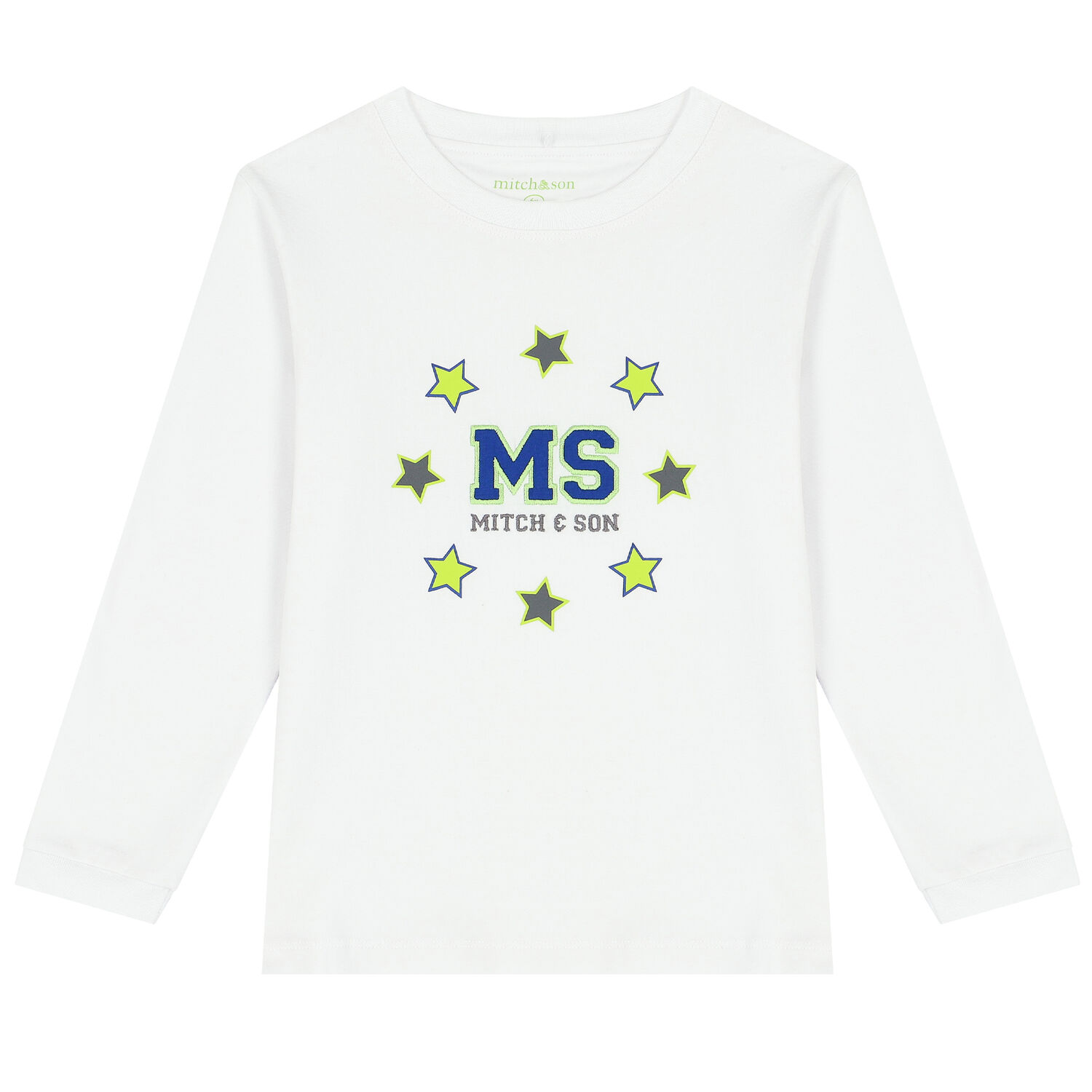 Boys White Logo Long Sleeve Top, 1, hi-res