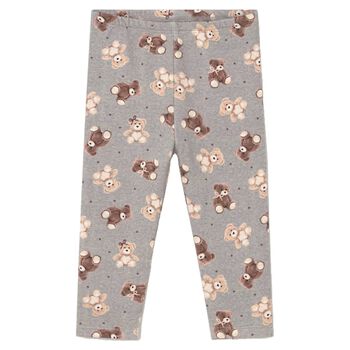 Younger Girls Grey Teddy Bear Leggings