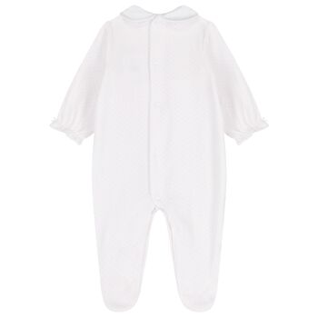 Baby Girls White & Pink Dots Babygrow