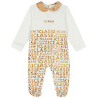 Ivory & Beige Logo Babygrow, 1, hi-res