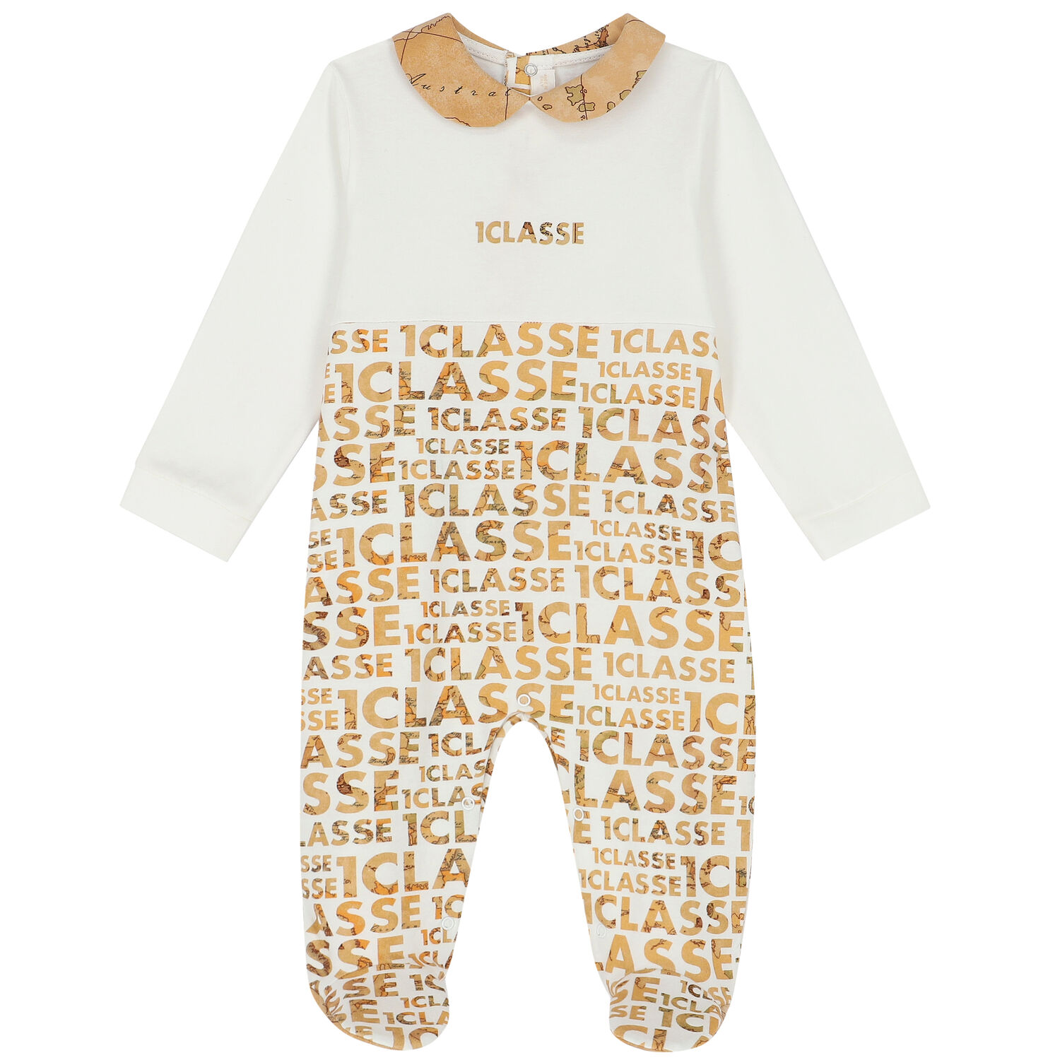 Ivory & Beige Logo Babygrow, 1, hi-res