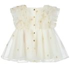 Girls Ivory Tulle Ruffled Dress, 1, hi-res