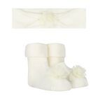Baby Girls Ivory Headband & Socks Set, 1, hi-res