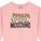 Girls Pink Teddy Bear Logo Sweatshirt Dress, 1, hi-res
