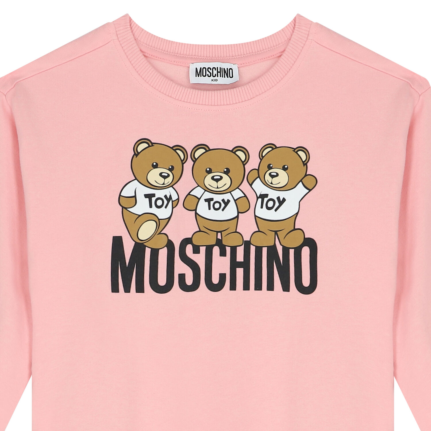 Girls Pink Teddy Bear Logo Sweatshirt Dress, 1, hi-res